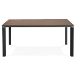 Table de runion ou bureau bench en bois finition noyer et mtal noir