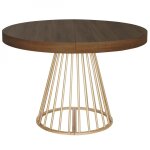 Table ronde extensible soare bois noisette pieds or