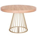 Table ronde extensible soare chêne clair pieds or Table ronde extensible soare chêne clair pieds or