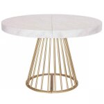 Table ronde extensible sora effet marbre pieds or