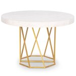 Table ronde extensible yasmina effet marbre et pieds or