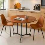 Table ronde pliable gain de place cokelio métal et plateau 3 parties bois noisette Table ronde pliable gain de place cokelio métal et plateau 3 parties bois noisette