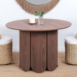 Table ronde style japandi extensible tulipa rallonges intgres bois noisette