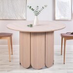 Table ronde style japandi tulipa rallonges intgres bois clair