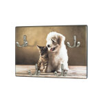 Tableau  cls imprim chien et chat et 4 crochets optique inox