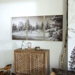 Tableau tryptique paysage neige chartreuse