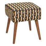 Tabouret d'appoint chiara noir jaune moutarde et blanc Tabouret d'appoint chiara noir jaune moutarde et blanc