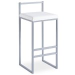 Tabouret de bar en métal drakkar argent et velours blanc Tabouret de bar en métal drakkar argent et velours blanc