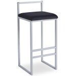 Tabouret de bar en métal drakkar argent et velours noir Tabouret de bar en métal drakkar argent et velours noir