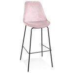 Tabouret de bar 'spark' en velours rose et pieds en mtal noir