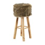 Tabouret fausse fourrure marron