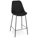 Tabouret snack mi - hauteur 'aloe mini' en tissu noir avec pied en mtal