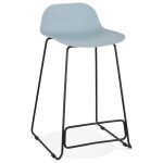 Tabouret snack mi - hauteur 'babylos mini' bleu avec pieds en métal noir Tabouret snack mi - hauteur 'babylos mini' bleu avec pieds en métal noir
