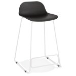 Tabouret snack mi - hauteur 'babylos mini' noir avec pieds en mtal blanc