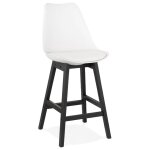 Tabouret snack mi - hauteur 'camila mini' blanc avec pied en bois noir
