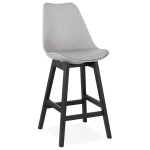Tabouret snack mi - hauteur 'camila mini' gris avec pied en bois noir
