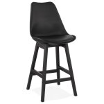 Tabouret snack mi - hauteur 'camila mini' noir avec pied en bois noir