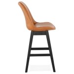 Tabouret snack mi - hauteur 'elena mini' brun en matire synthtique et pied en bois noir