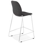 Tabouret snack mi - hauteur empilable 'fakir mini' en tissu gris fonc et pied en mtal chrom