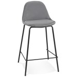 Tabouret snack mi - hauteur 'fenton mini' en velours gris et pied en métal noir Tabouret snack mi - hauteur 'fenton mini' en velours gris et pied en métal noir