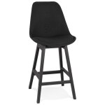 Tabouret snack mi - hauteur 'teresa mini' design en tissu noir et pieds en bois noir