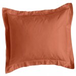 Taie carre en coton bio et chanvre terracotta