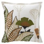 Taie d'oreiller coton r�versible blanc motif tropical multicolore - collection egyptien