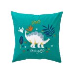 Taie d'oreiller enfant t rex multicolore en coton
