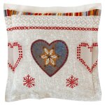 Taie d'oreiller flanelle c?ur de flocon - rouge