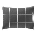Taie d'oreiller en flanelle carreaux gris fonc�