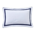 Taie d'oreiller percale de coton mercerisée egerie bleu corinthe Taie d'oreiller percale de coton mercerisée egerie bleu corinthe