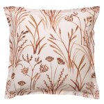 Taie d'oreiller percale de coton terracotta r�versible motif v�g�tal - collection souffle de paille