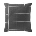 Taie d'oreiller sac carreaux coton carreaux et rayures gris