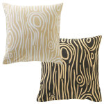 Taie d'oreiller sac double face dr. topo en flanelle effet bois beige