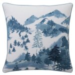 Taie d'oreiller sac en flanelle blue salen motif montagne bleu