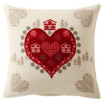 Taie d'oreiller sac flanelle � motif coeurs dr. valmorel - rouge