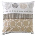 Taie d'oreiller sac, motifs rayures et cercles expresso polycoton beige