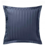 Taie d'oreiller ou de traversin satin de coton double face uni & ray� tertio ; - bleu - indigo
