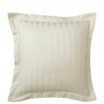 Taie d'oreiller ou de traversin satin de coton 2 faces uni / ray� tertio ; - beige - ecru