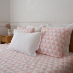 Taie d'oreiller, taie de traversin en coton lorenz - rose / blanc