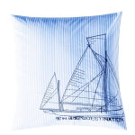Taie d'oreiller ou de traversin en coton destination brod bateau bleu
