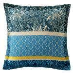 Taie d'oreiller ou de traversin rayures et micro - motif bleu variés - bleu Taie d'oreiller ou de traversin rayures et micro - motif bleu variés - bleu