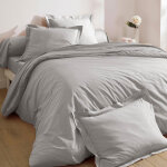 Taie d'oreiller uni en percale de coton gris brume