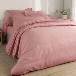 Taie de traversin en lin lav� uni laureat 45 x 185 cm rose th�