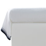 Taie de traversin en percale de coton frises brod�es cuptea bleu marine