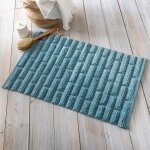 Tapis de bain briquette bleu temp�te