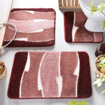 Tapis de bain contour wc antid�rapant � motifs g�om�triques congo rose
