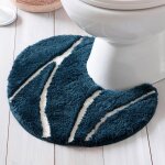 Tapis de bain contour wc en polyester 50x45 pierre bleu Tapis de bain contour wc en polyester 50x45 pierre bleu