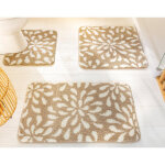Tapis de bain, contour wc en polyester petales beige Tapis de bain, contour wc en polyester petales beige