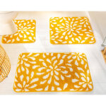 Tapis de bain, contour wc en polyester petales jaune Tapis de bain, contour wc en polyester petales jaune